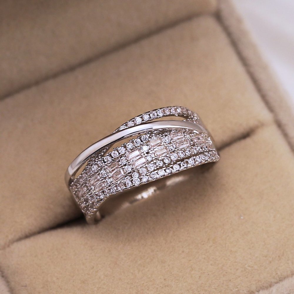 *925 Sterling Silver Diamond Wave Infinity Ring - Picture 2 of 3